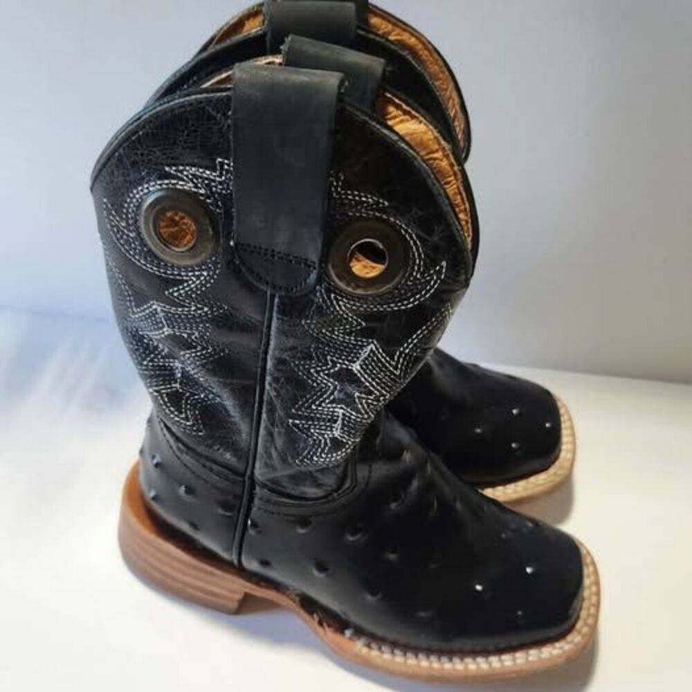A&A Western Wear Genuine Ostrich Leather Boots – Kids Size 11.5